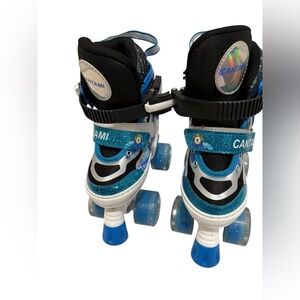 Dogging, Light Up Roller Skate Girl 10C-13C Blue White Black Adjusts